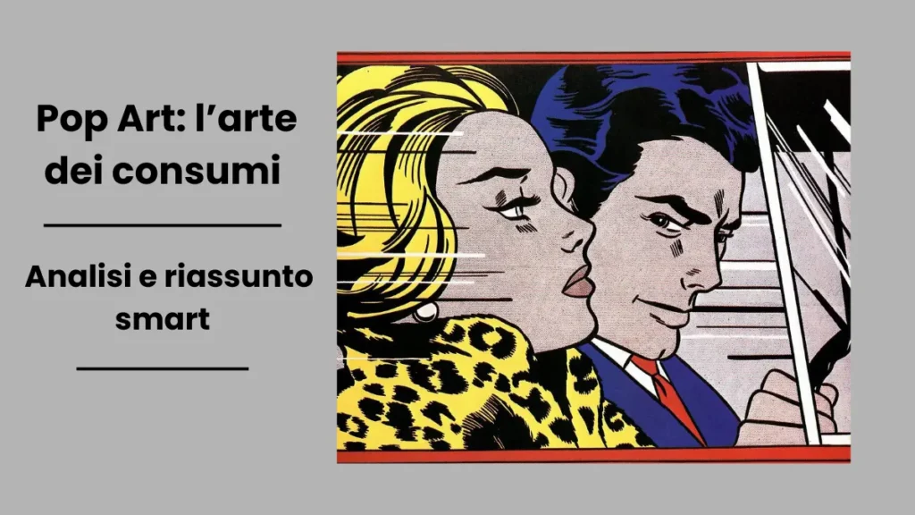 Quadro In the Car di Roy Lichtenstein in stile fumetto con tecnica a puntini Ben-Day.