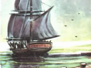 moby-dick-partenza-baleniera-pequod Partenza della baleniera Pequod per la caccia a Moby Dick - Illustrazione d'epoca dal romanzo di Melville