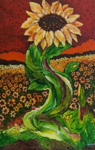 Girasole - Pittura acrilica su tela Dipinto a colori acrilici su tela intitolato Girasole dell'artista Mrinal Kanty Das