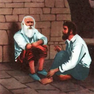 Illustrazione vintage dell'Abate Faria ed Edmond Dantès nella cella del Castello d'If.