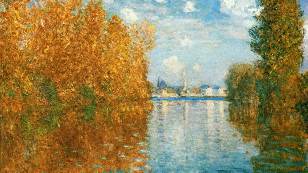 autunno ad argenteuil di claude monet, conosciuta anche come effetti d'autunno ad argenteuil immagine dell'opera d'arte