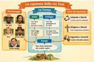 La Capanna dello Zio Tom - Mappa Concettuale e Schema Riassuntivo Mappa concettuale de La Capanna dello Zio Tom con schema riassuntivo su trama, personaggi e temi per la scuola media