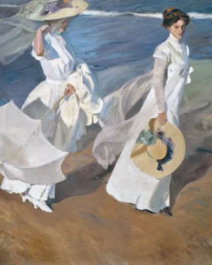 Passeggiata in riva al mare di Joaquín Sorolla, uno dei quadri famosi sull'estate più celebri del Mediterraneo.