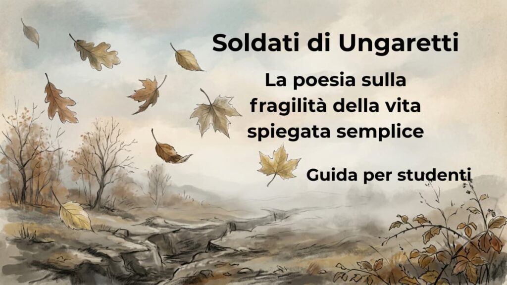 Foglie d'autunno che rappresentano la fragilità della vita nella poesia Soldati di Giuseppe Ungaretti