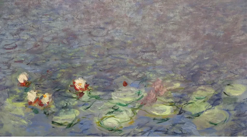 Claude Monet, Ninfee riflessi di nuvole - Dipinto impressionista per l'articolo su Impressionismo e Postimpressionismo