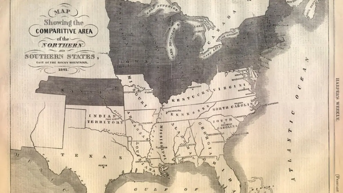 Mappa della Guerra di Secessione Americana pubblicata su Harper's Weekly nel 1861