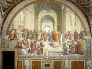 Affresco La Scuola di Atene di Raffaello Sanzio - Musei Vaticani Affresco della Scuola di Atene di Raffaello Sanzio conservato nelle Stanze Vaticane.