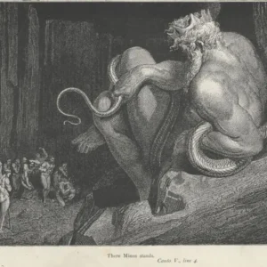 Minosse - Incisione di Gustave Doré Incisione di Gustave Doré che raffigura il demone Minosse nell'Inferno Canto V