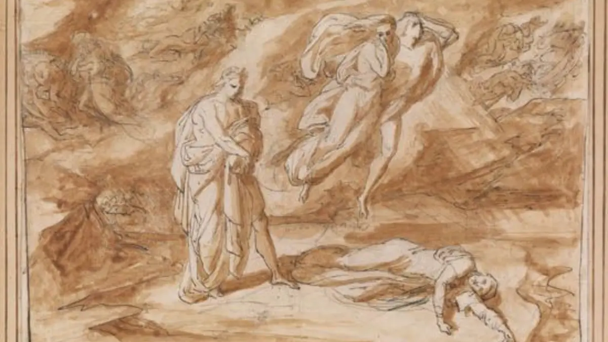 Disegno di Felice Giani raffigurante Paolo e Francesca nell'Inferno Canto V