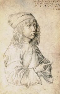 Albrecht Dürer - Autoritratto giovanile Autoritratto giovanile a tredici anni di Albrecht Dürer realizzato a punta d'argento con tecnica del tratteggio chiaroscuro