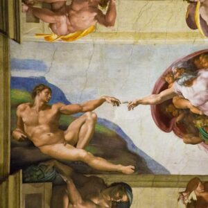 Michelangelo vs Raphael - Sistine Chapel Frescoes Michelangelo vs Raphael - Detail of The Creation of Adam on the Sistine Chapel ceiling in the Vatican