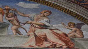 Raphael Temperance Fresco Vatican Michelangelo vs Raphael - Detail of Temperance fresco by Raphael in the Vatican