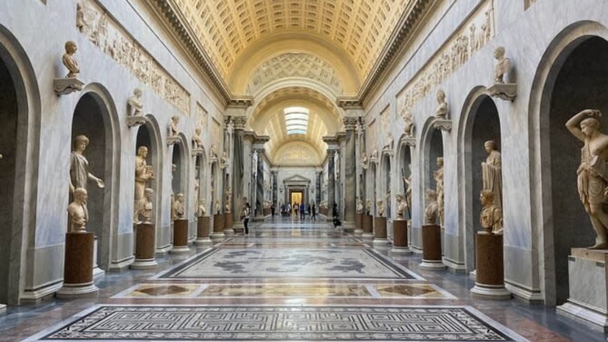 Stunning corridor gallery inside the Vatican Museums in Rome