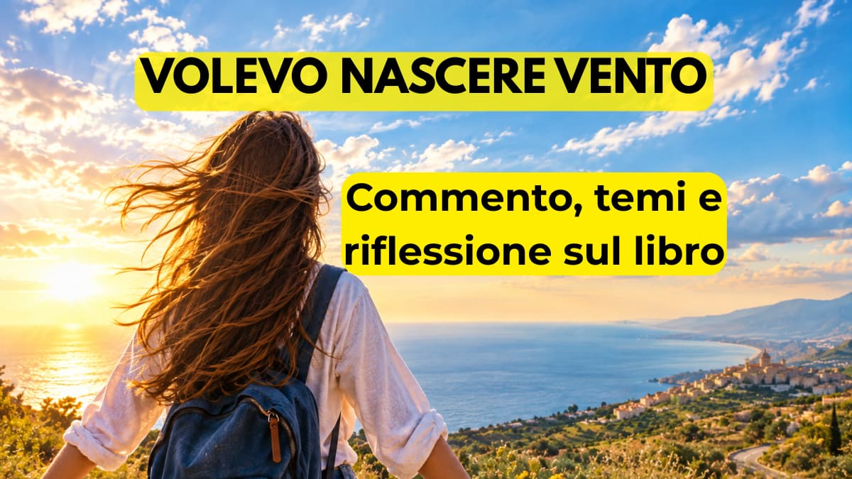 Ragazza di spalle guarda il mare e il cielo in un paesaggio costiero siciliano, immagine per il commento di Volevo nascere vento.